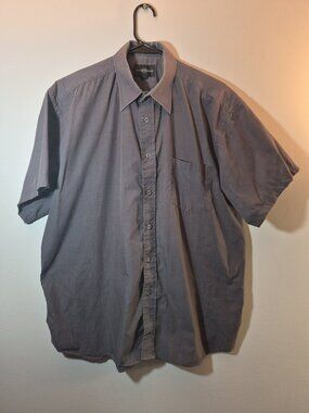 Premiere Collection Men's Gray Short Sleeve Button Down Shirt Size M EUC
